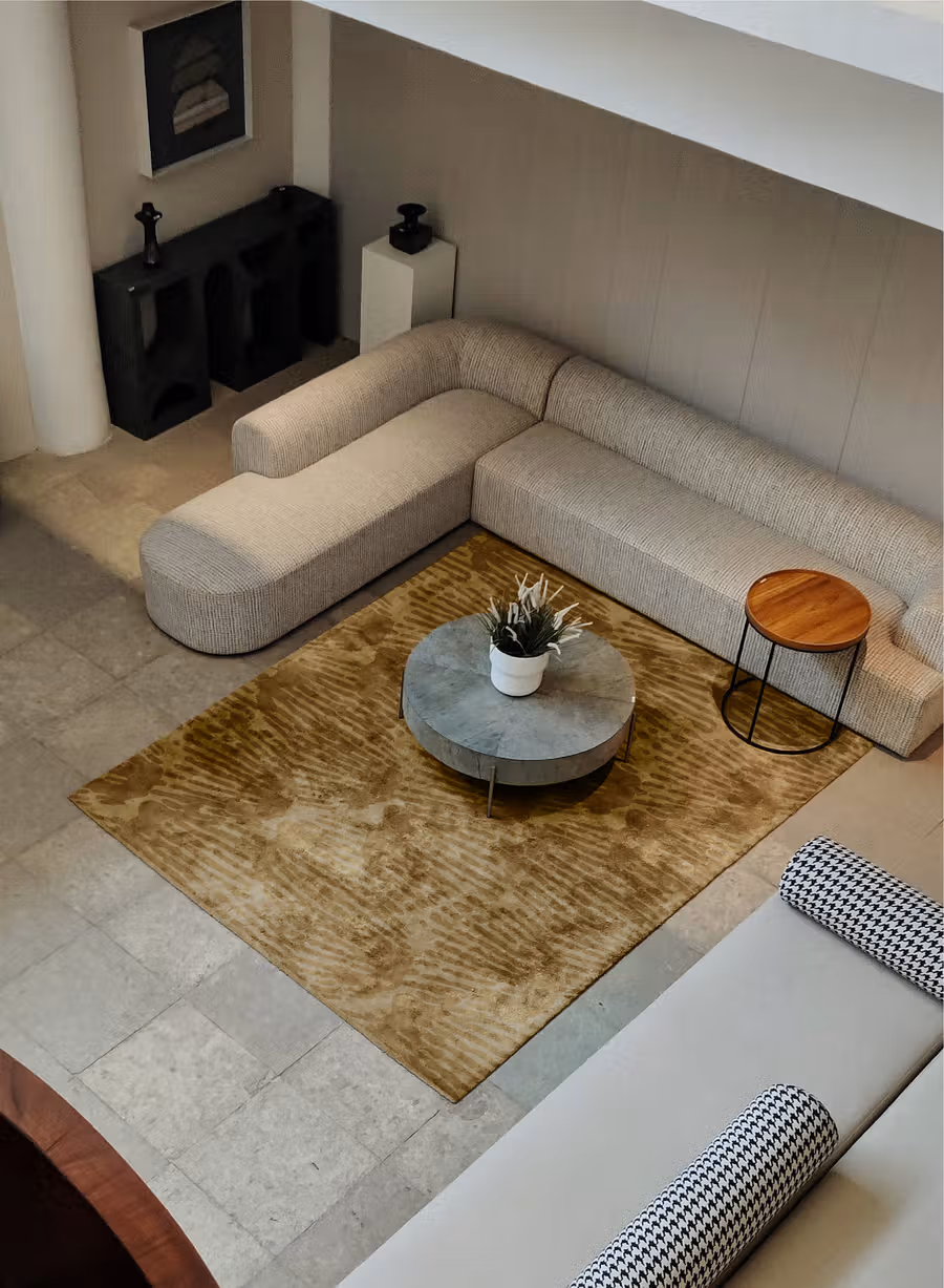 Fluke Rug shown in an editorial setting