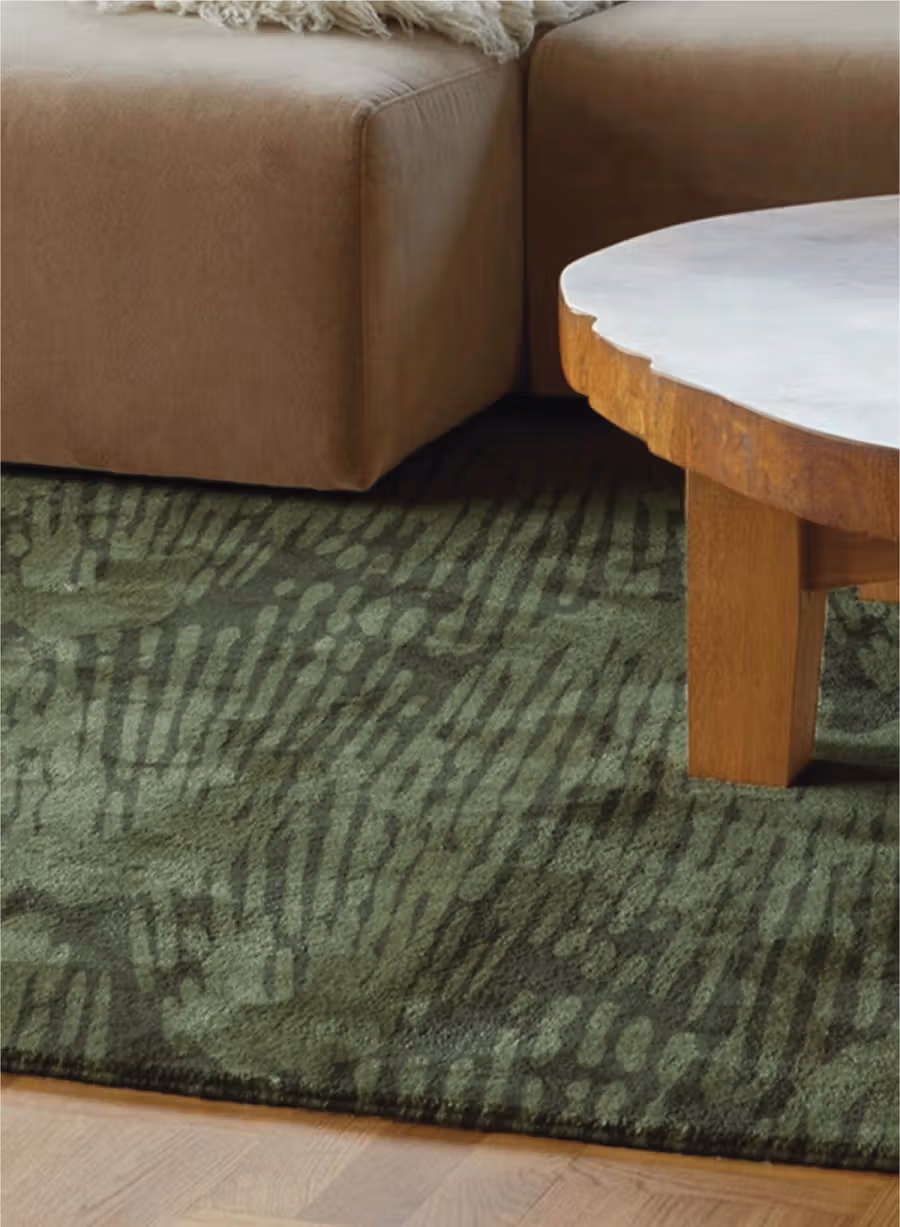 Fluke Rug shown in an editorial setting